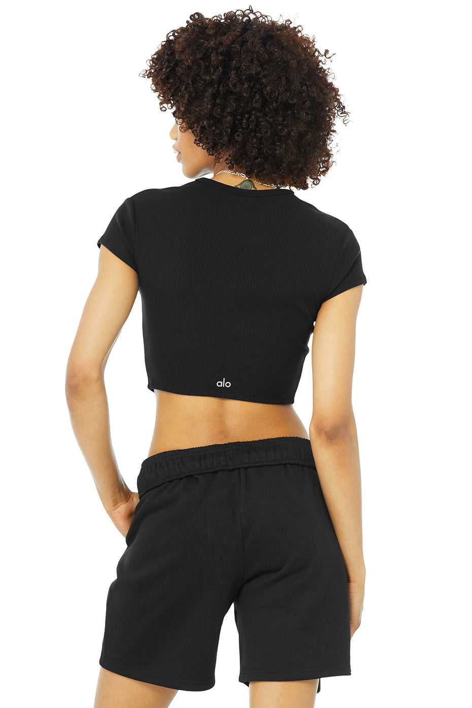 Alo Yoga USA Ribbed Black | 5096873-BS