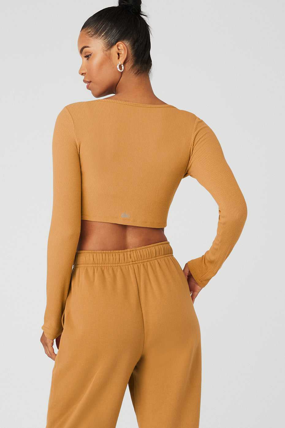 Alo Yoga USA Ribbed Cropped Whisper Cardi Toffee | 8079413-EY