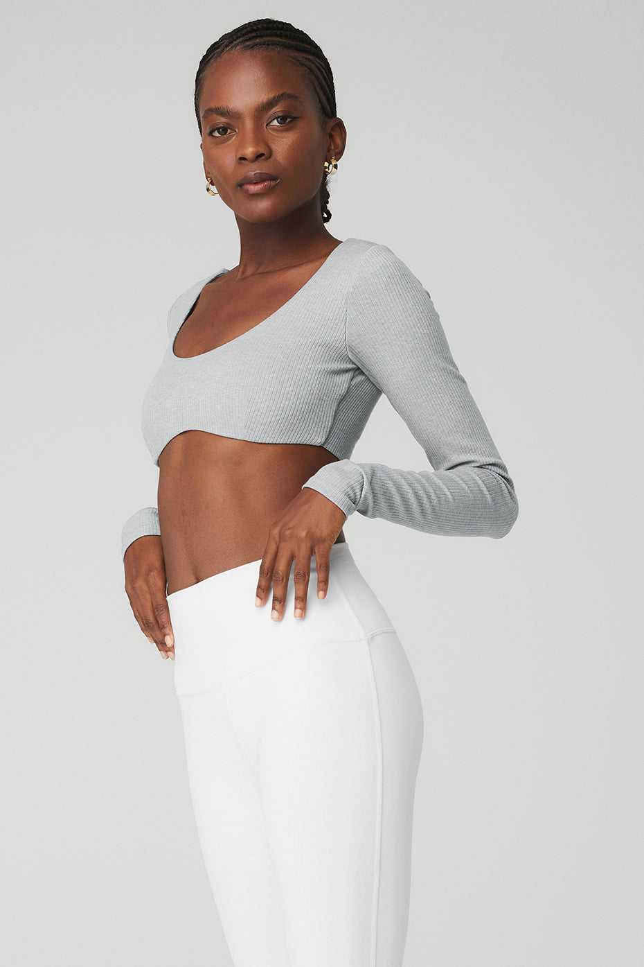 Alo Yoga USA Ribbed Defined Athletic Grey | 2146038-DQ