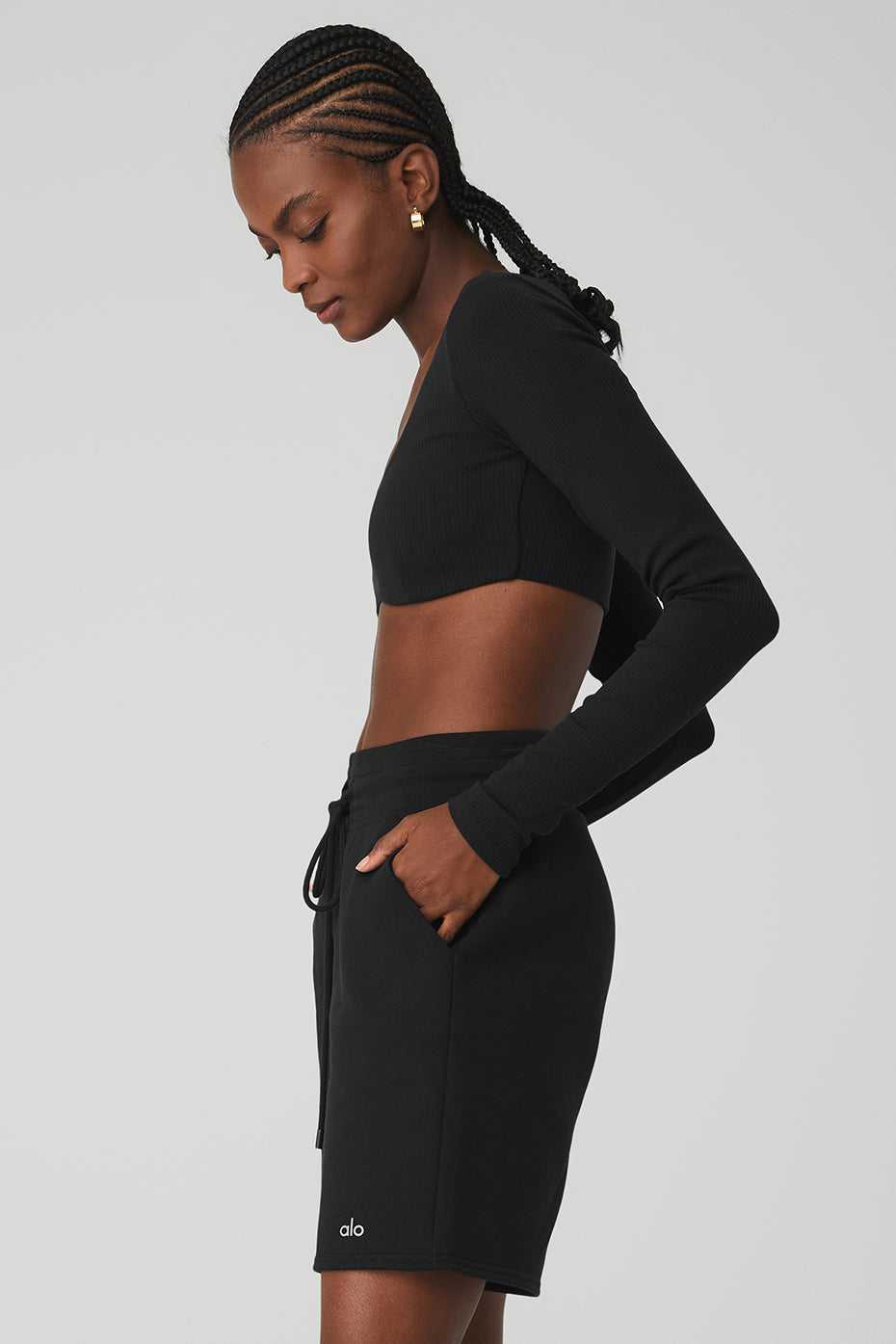 Alo Yoga USA Ribbed Defined Black | 6085132-VQ