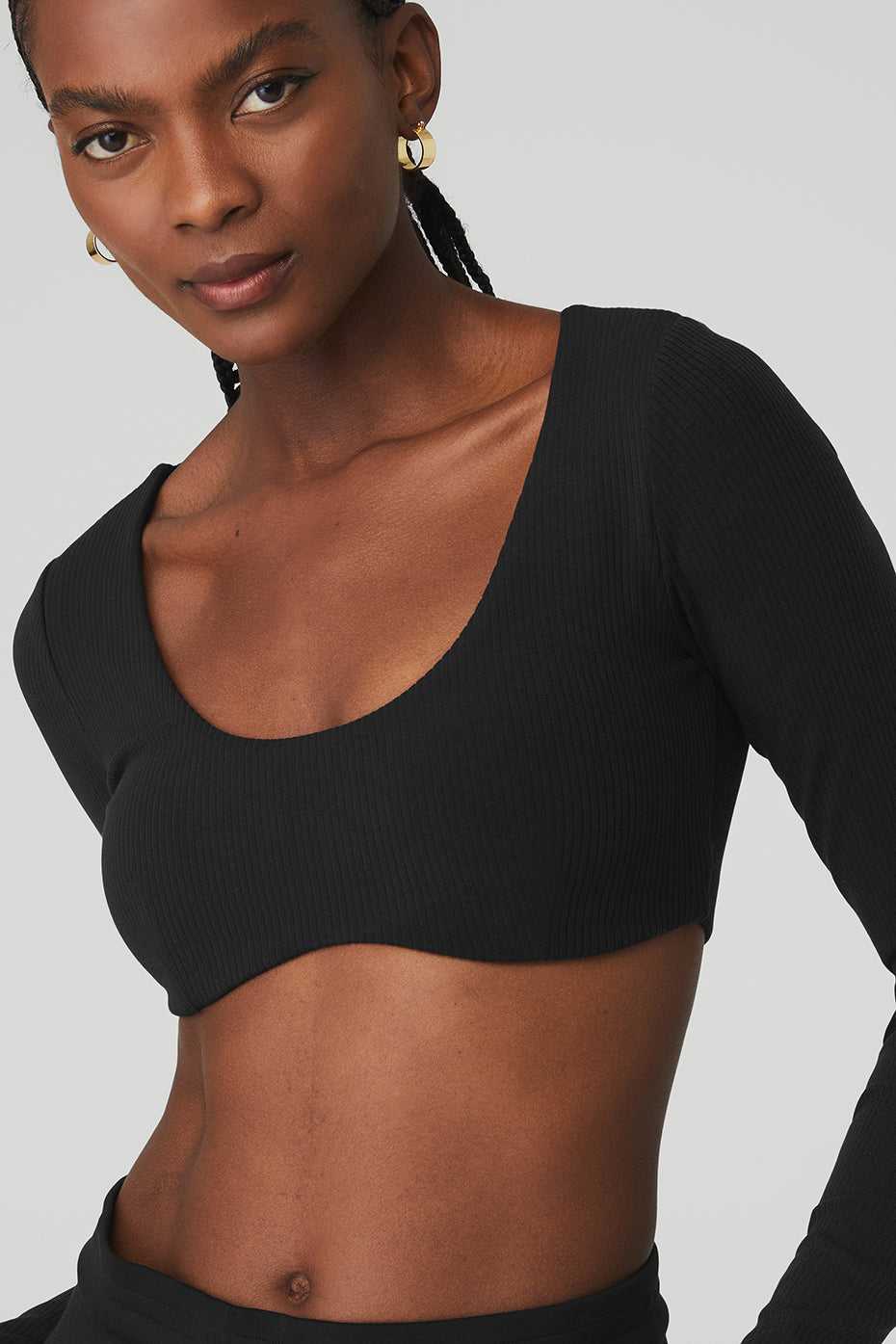 Alo Yoga USA Ribbed Defined Black | 6085132-VQ