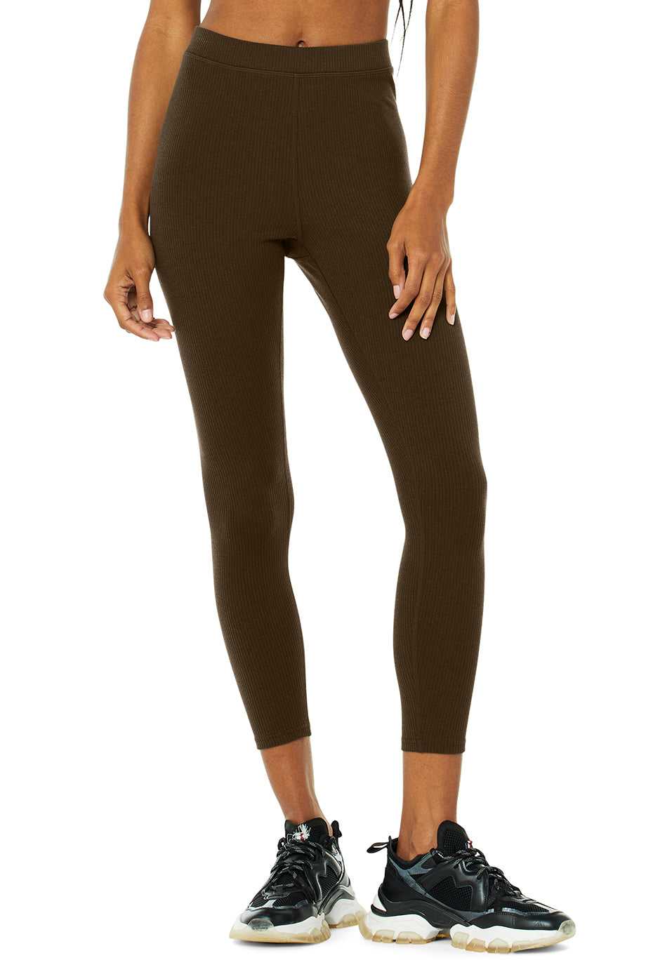 Alo Yoga USA Ribbed High-Waist Blissful Espresso | 7403819-JB