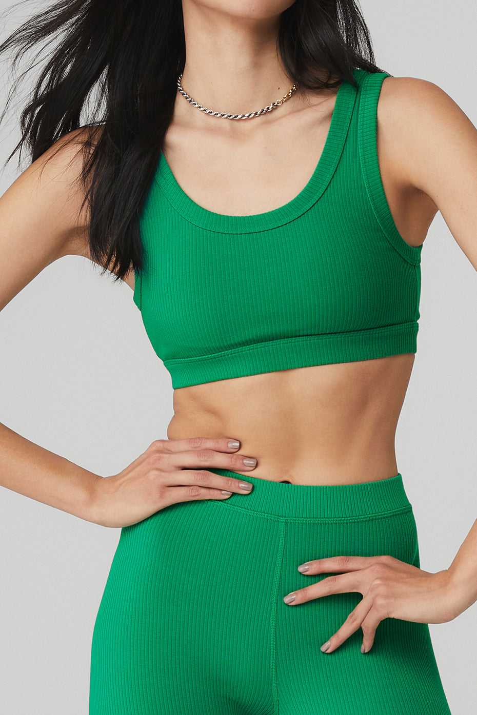 Alo Yoga USA Ribbed High-Waist Blissful Green Emerald | 1927638-DC