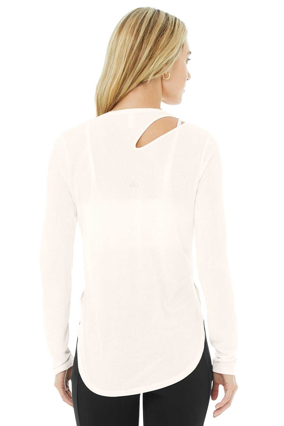 Alo Yoga USA Ribbed Peak Long Sleeve Ivory | 0836214-HO