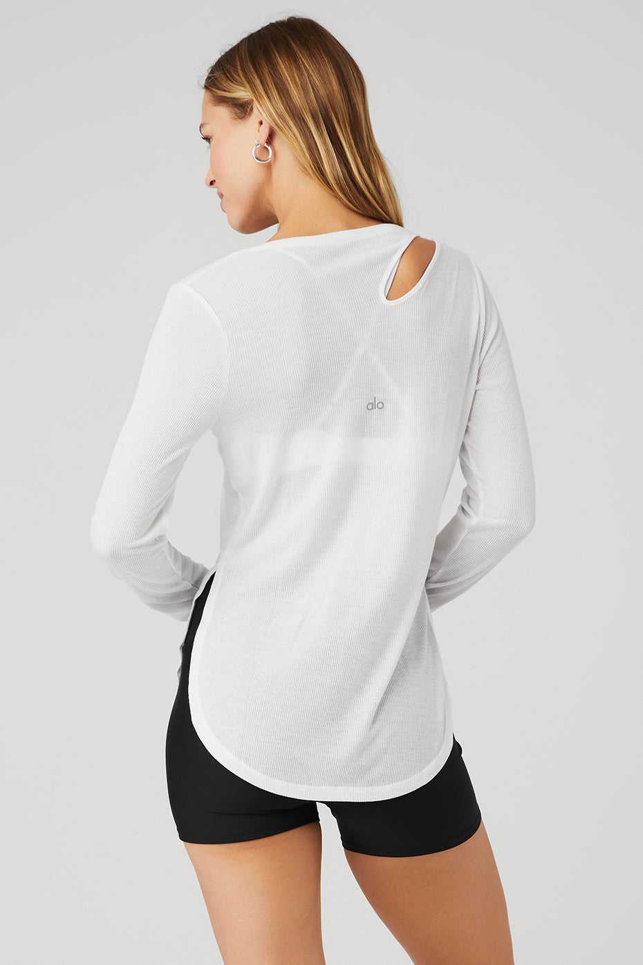 Alo Yoga USA Ribbed Peak Long Sleeve White | 1582306-YV