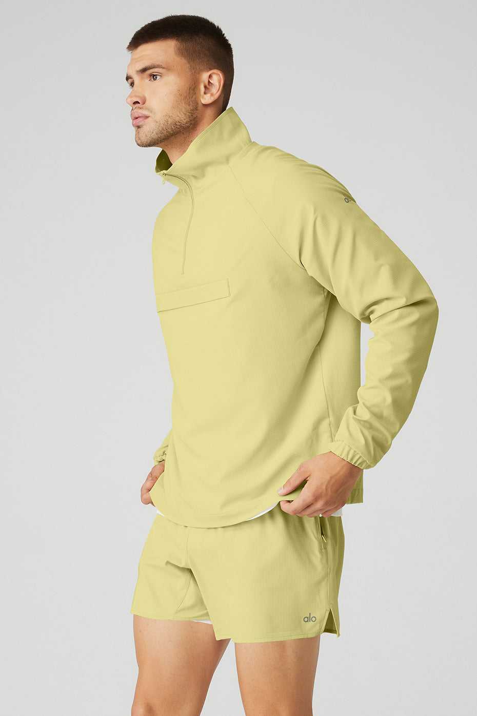 Alo Yoga USA Ripstop 1/4 Zip On-Set Dusty Yellow | 0567182-BC