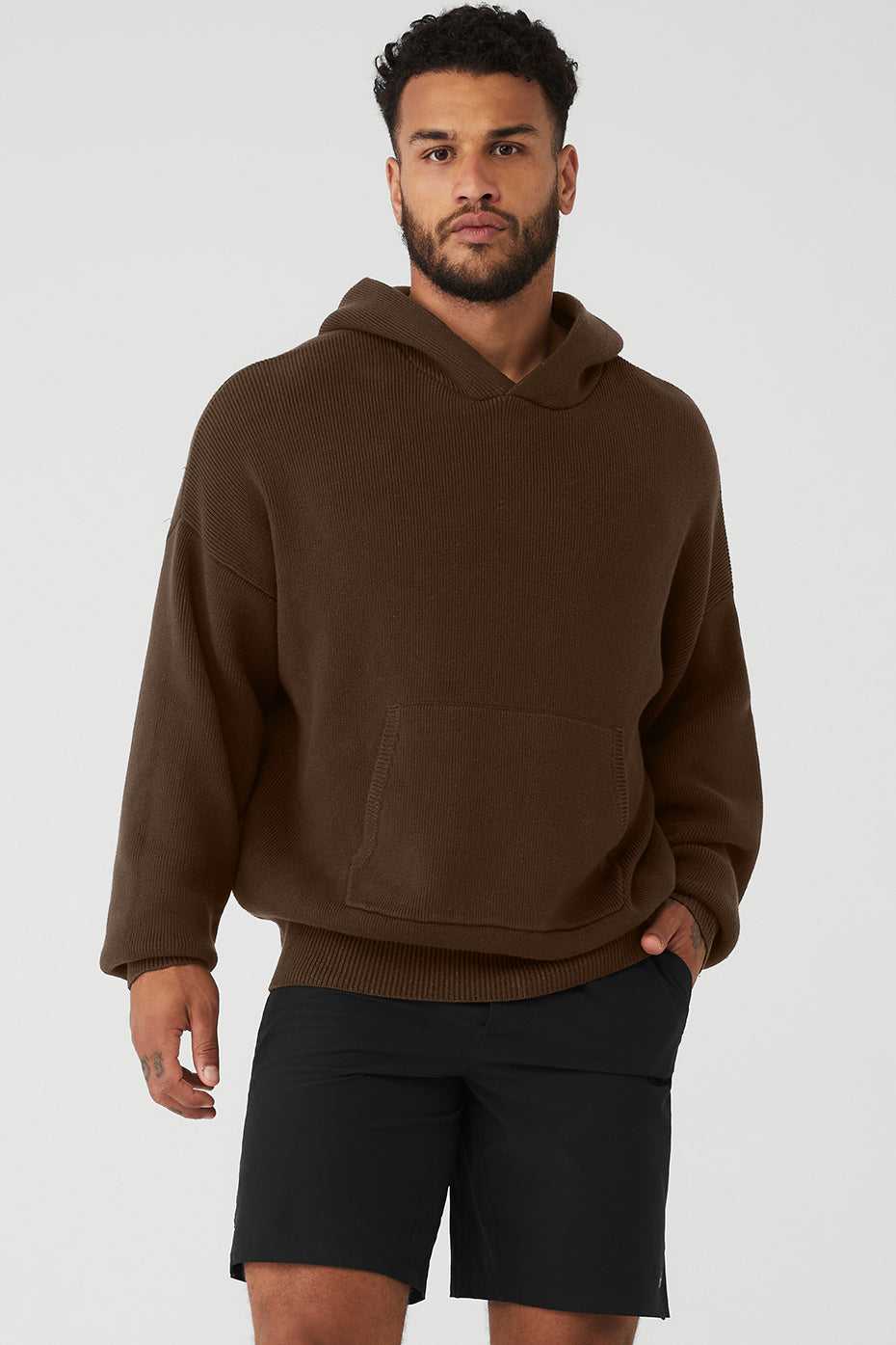 Alo Yoga USA Scholar Hooded Sweater Espresso | 6710594-BU