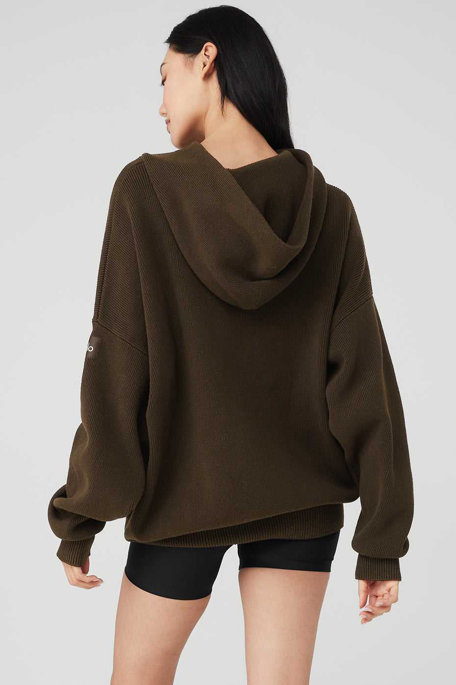 Alo Yoga USA Scholar Hooded Sweater Espresso | 1029435-NZ