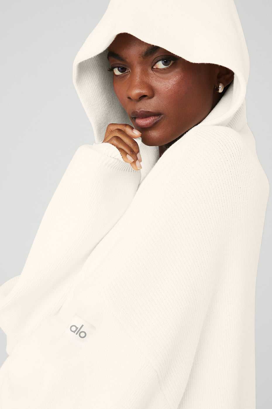 Alo Yoga USA Scholar Hooded Sweater Ivory | 4283706-LB