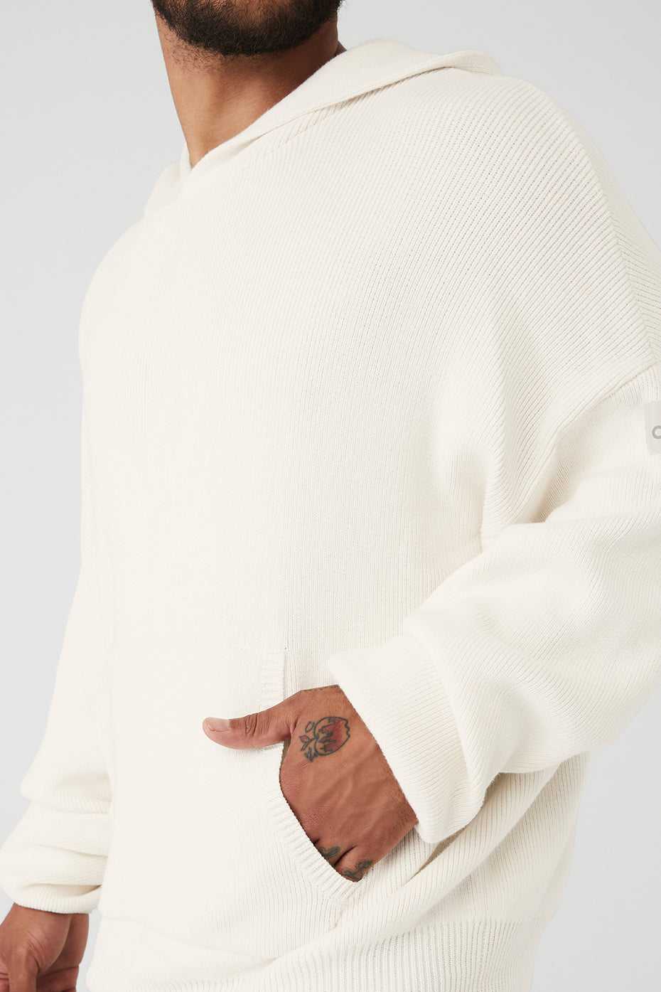 Alo Yoga USA Scholar Hooded Sweater Ivory | 8406579-XO