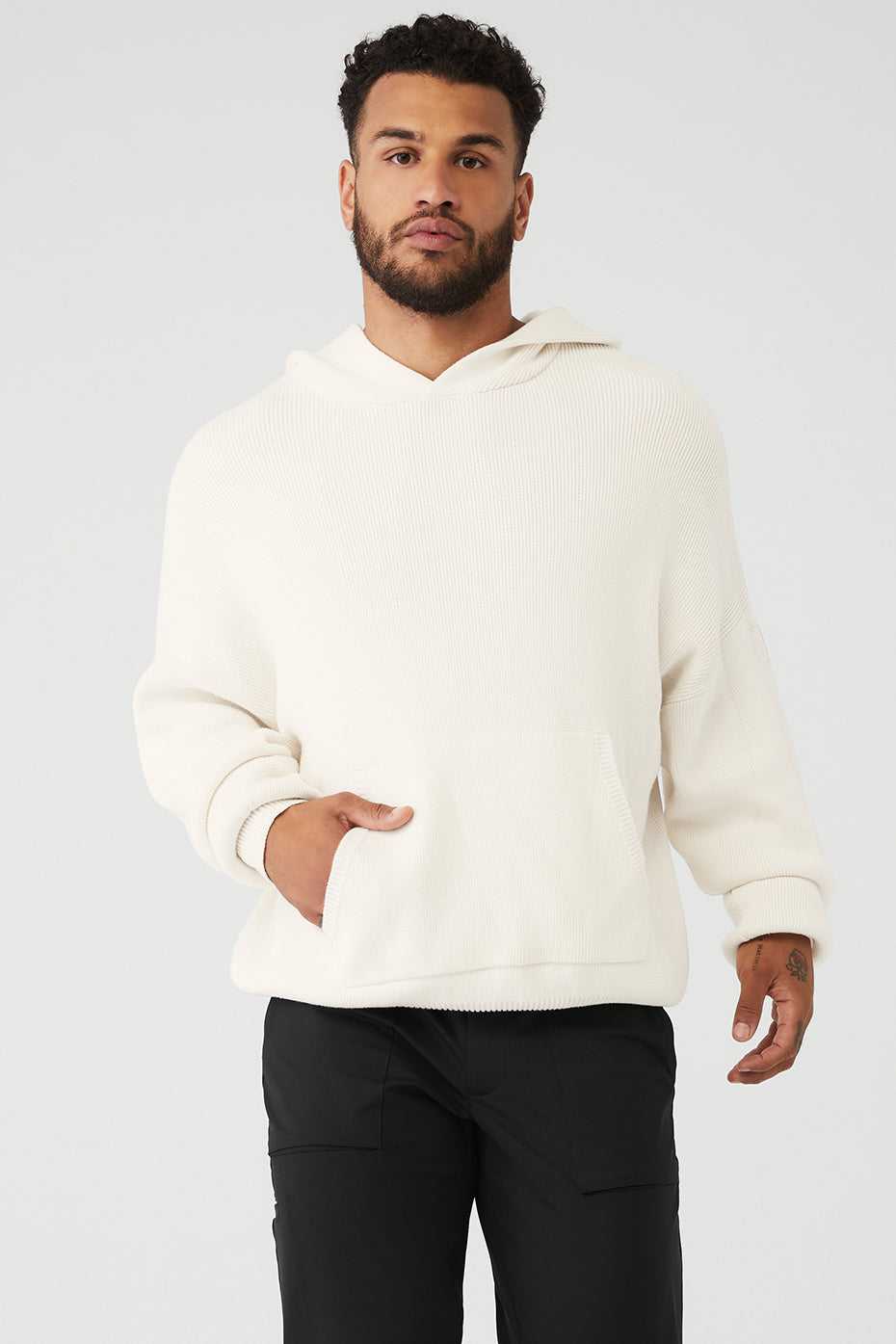 Alo Yoga USA Scholar Hooded Sweater Ivory | 8406579-XO