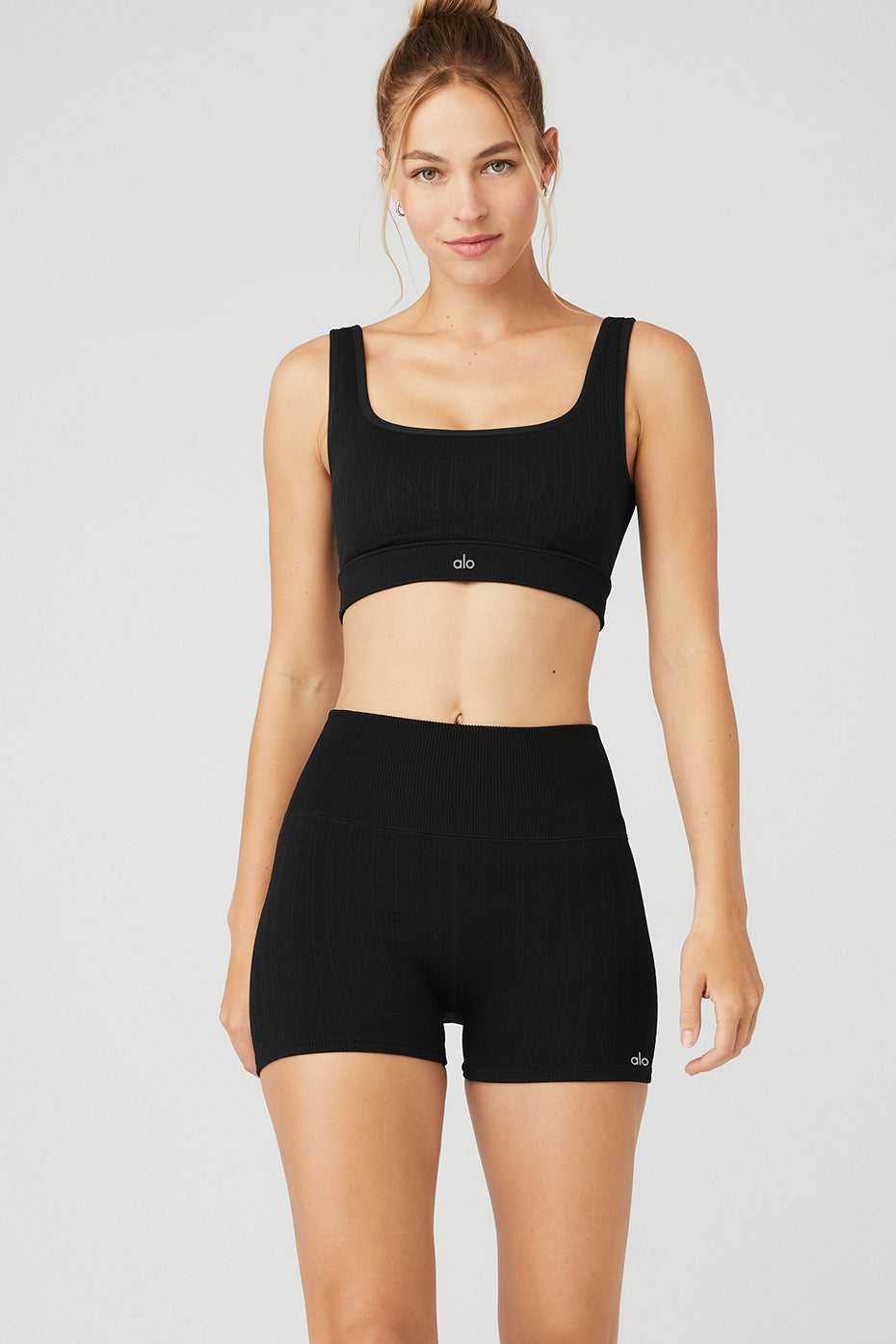 Alo Yoga USA Seamless Cable Knit Black | 7280614-NX