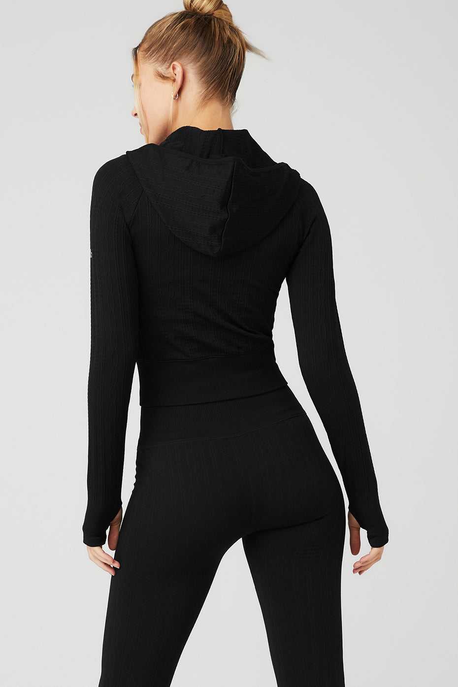 Alo Yoga USA Seamless Cable Knit Black | 2957403-SZ