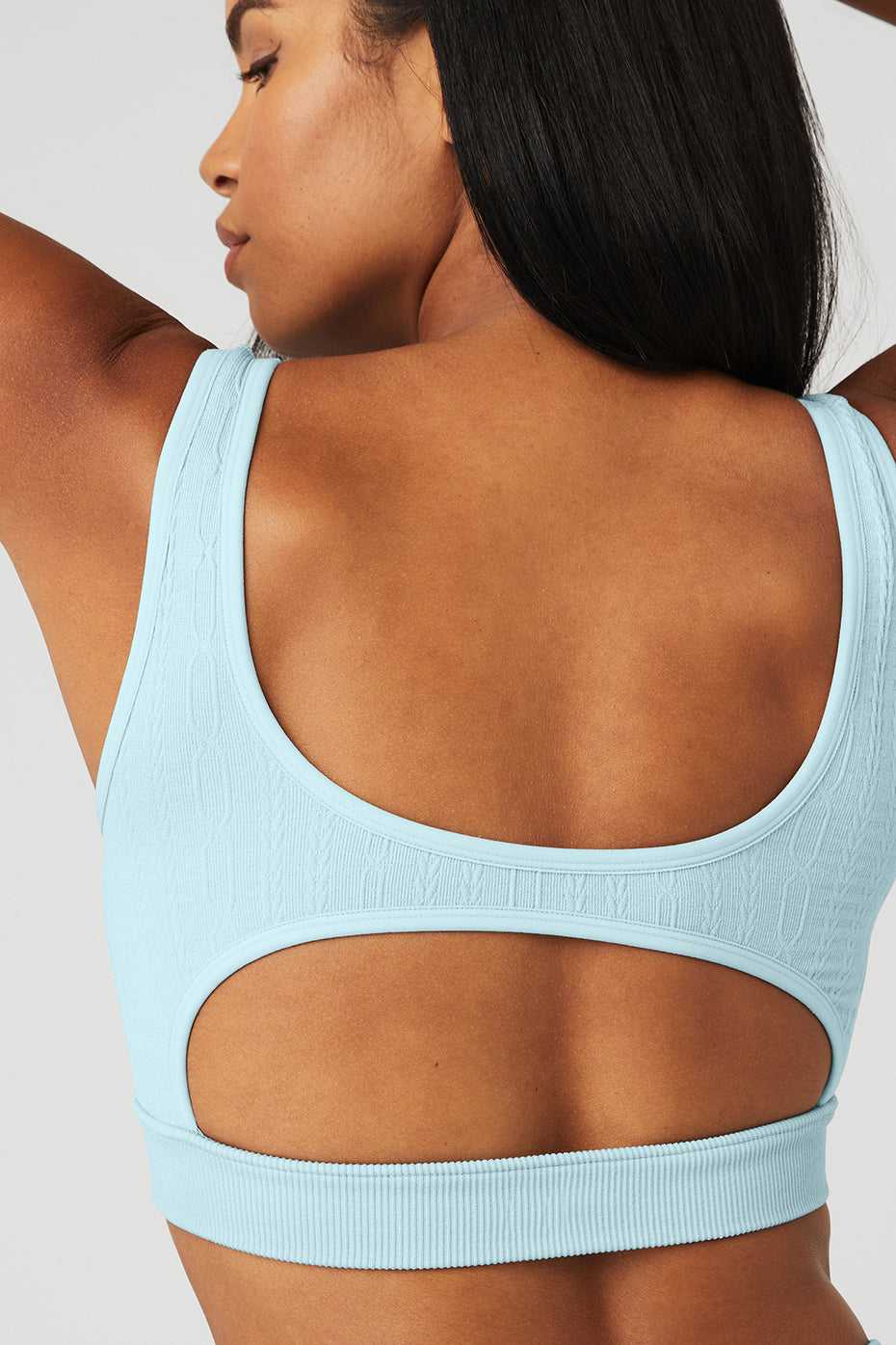 Alo Yoga USA Seamless Cable Knit Chalk Blue | 5167389-TR