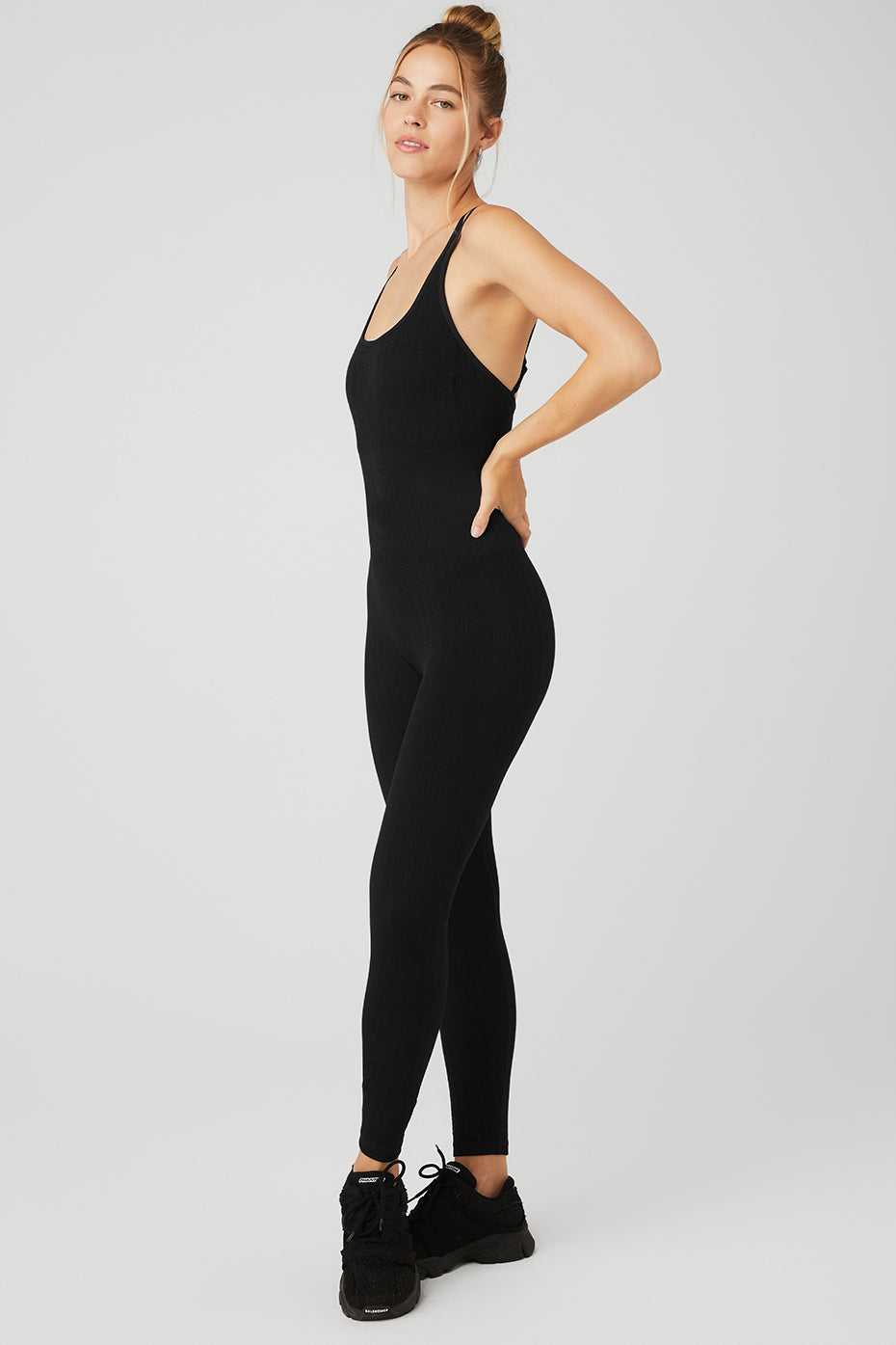 Alo Yoga USA Seamless Cable Knit Onesie Black | 0275468-OL