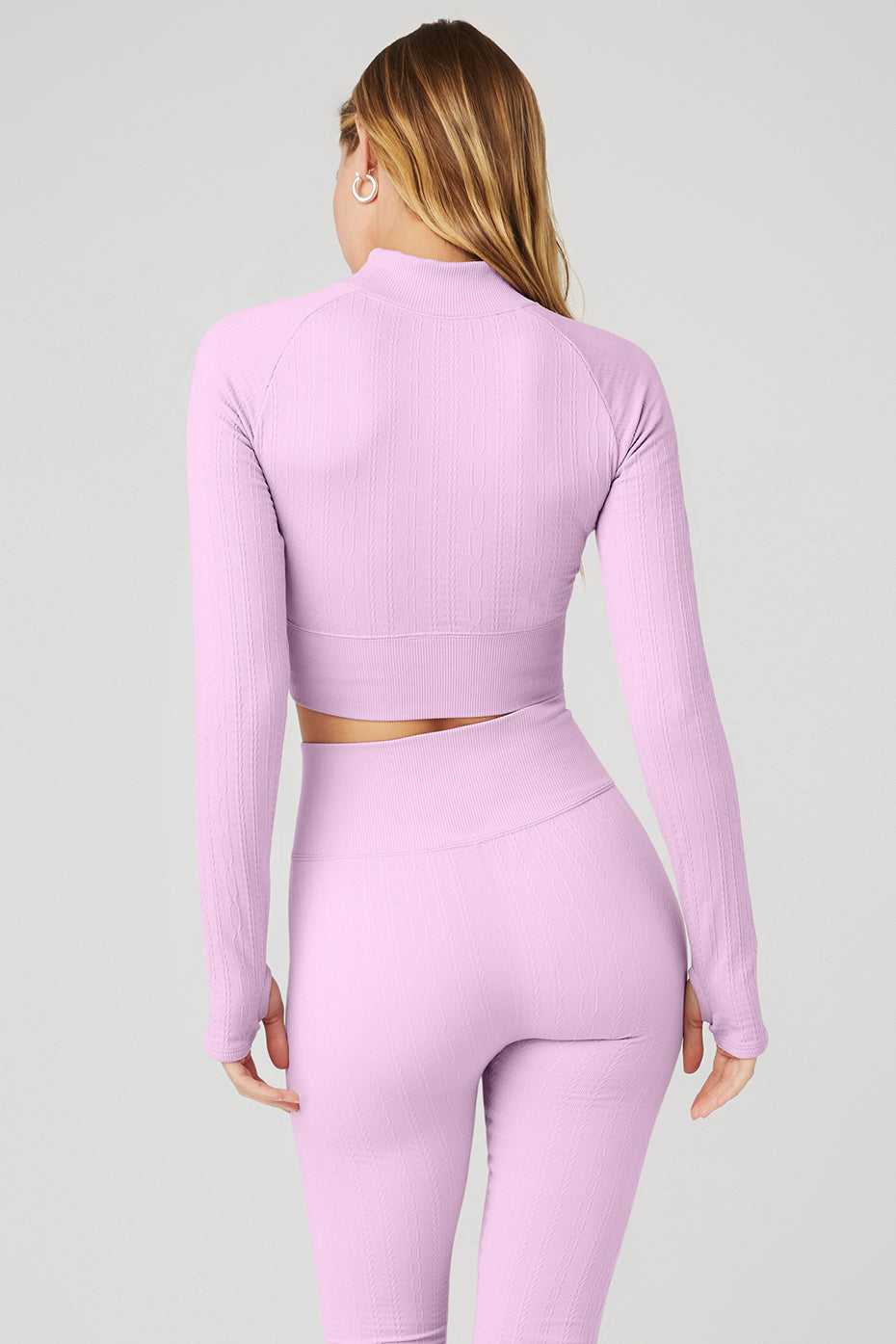 Alo Yoga USA Seamless Cable Knit Sugarplum Pink | 5629743-PQ