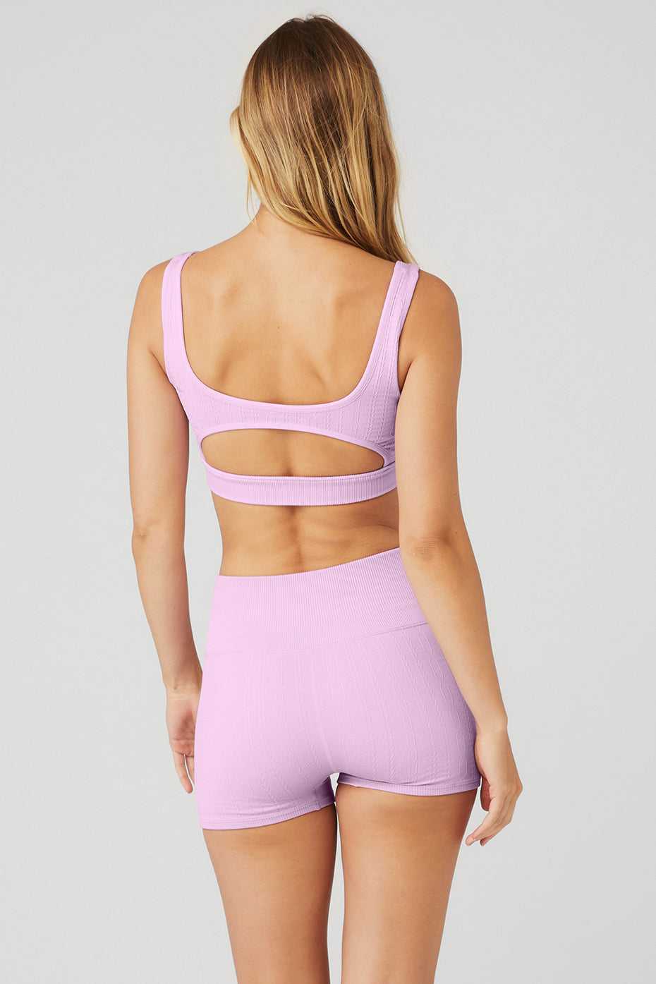 Alo Yoga USA Seamless Cable Knit Sugarplum Pink | 9387124-TB