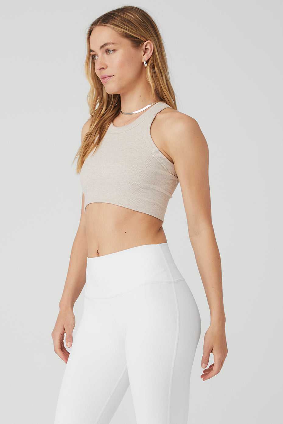 Alo Yoga USA Seamless Delight High Neck Oatmeal Heather | 9245607-HT