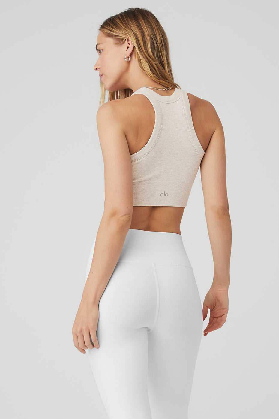 Alo Yoga USA Seamless Delight High Neck Oatmeal Heather | 9245607-HT