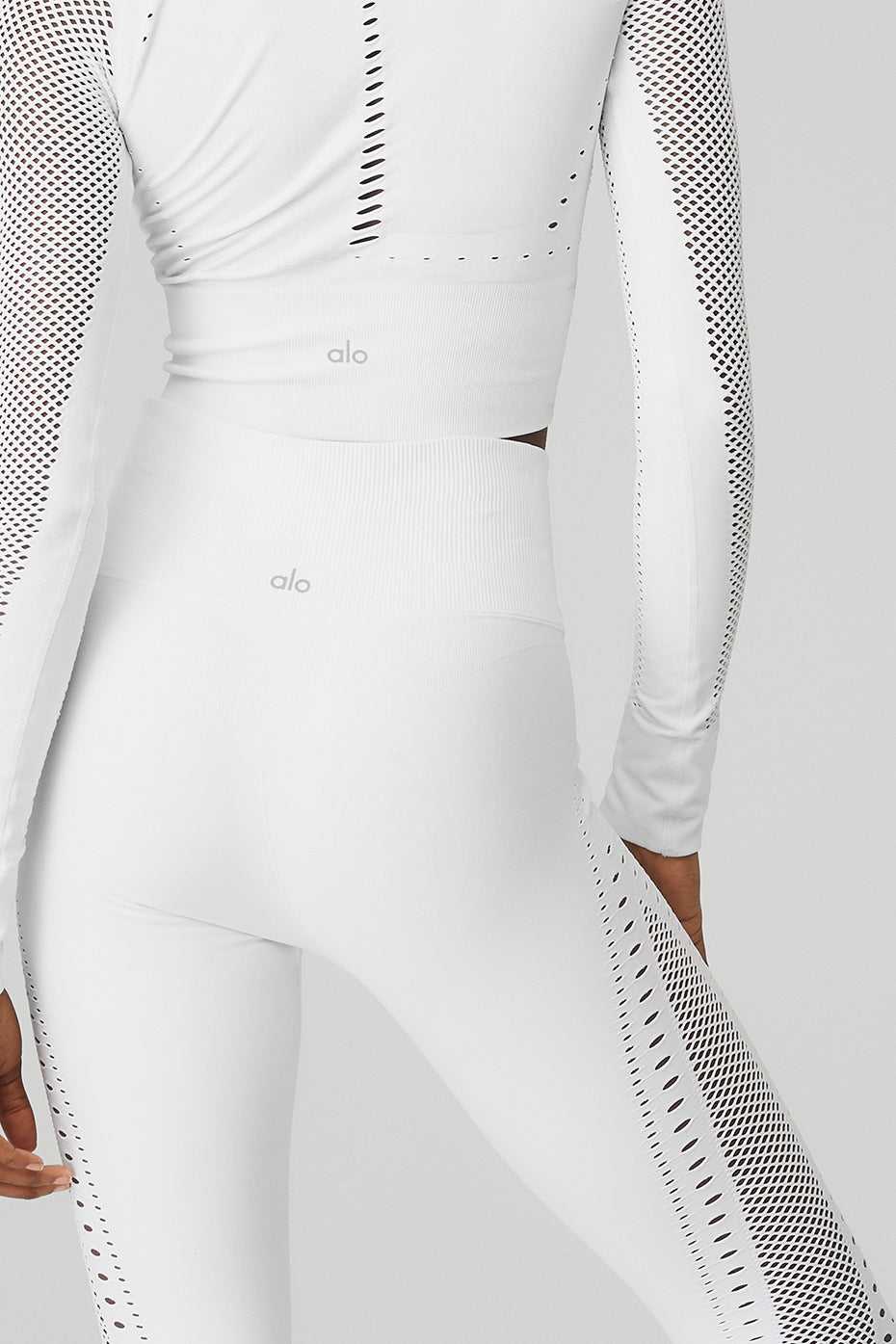 Alo Yoga USA Seamless High-Waist Open Air White | 6372408-XW