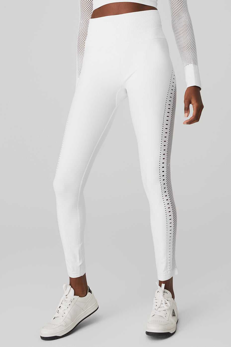 Alo Yoga USA Seamless High-Waist Open Air White | 6372408-XW