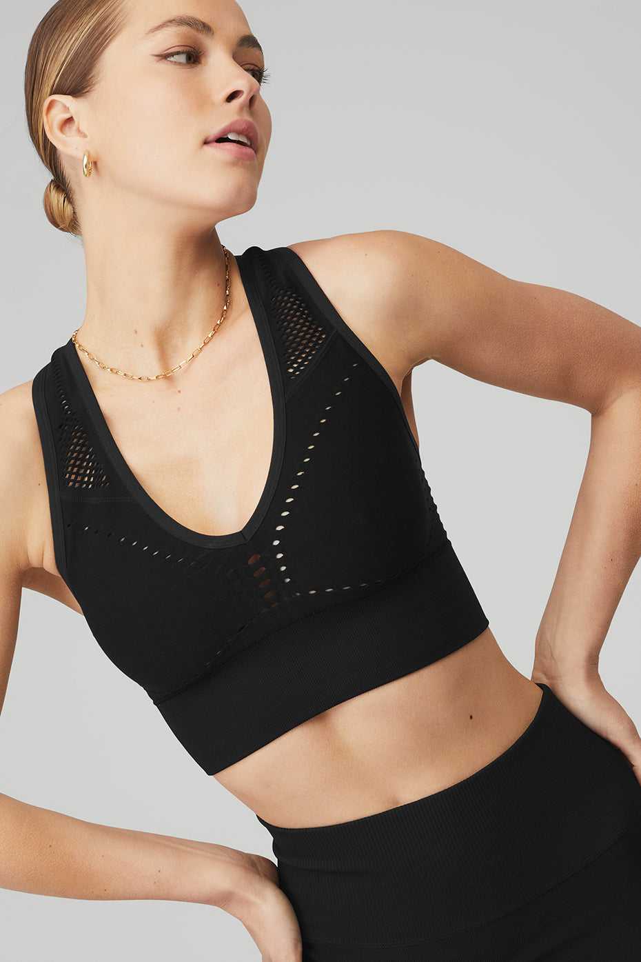 Alo Yoga USA Seamless Open Air Black | 5890623-QM