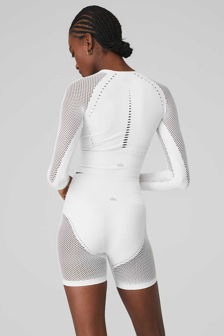 Alo Yoga USA Seamless Open Air Long Sleeve White | 6310457-WK