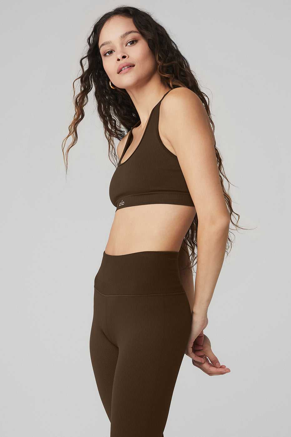 Alo Yoga USA Seamless Ribbed Espresso | 3617549-OA