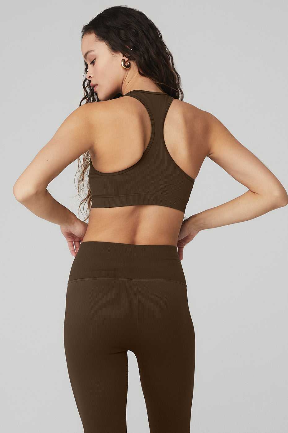 Alo Yoga USA Seamless Ribbed Espresso | 3617549-OA