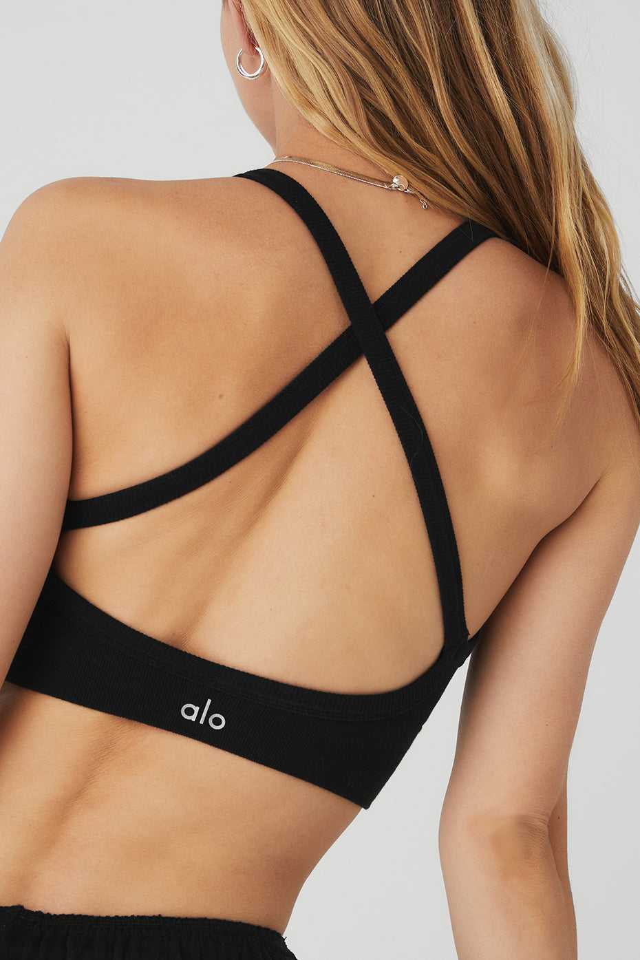 Alo Yoga USA Seamless Ribbed Low Back Black | 8245306-ZI