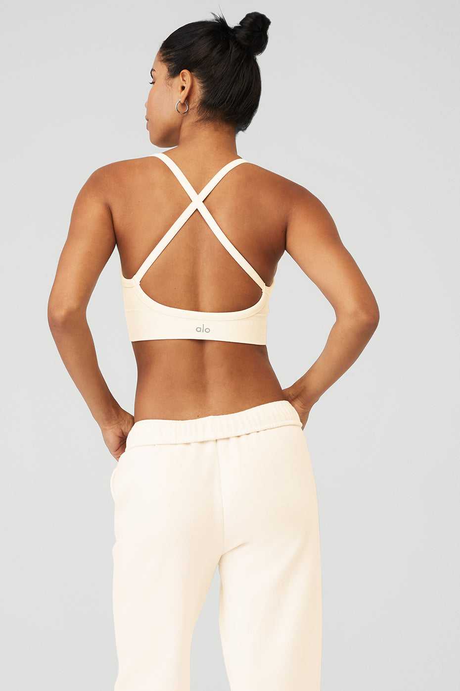 Alo Yoga USA Seamless Ribbed Low Back Ivory | 7305146-AR