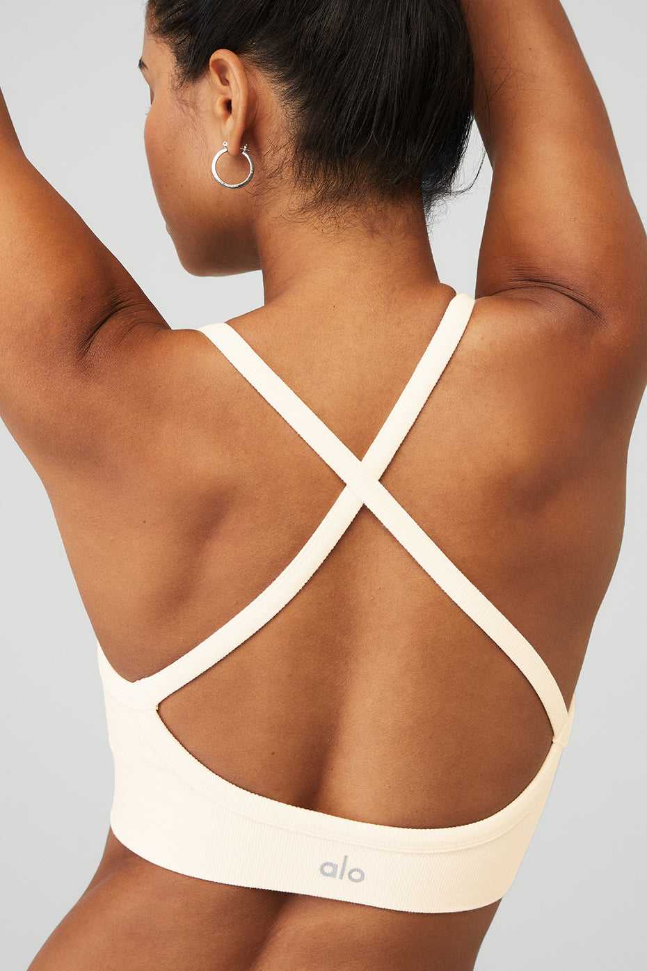 Alo Yoga USA Seamless Ribbed Low Back Ivory | 7305146-AR