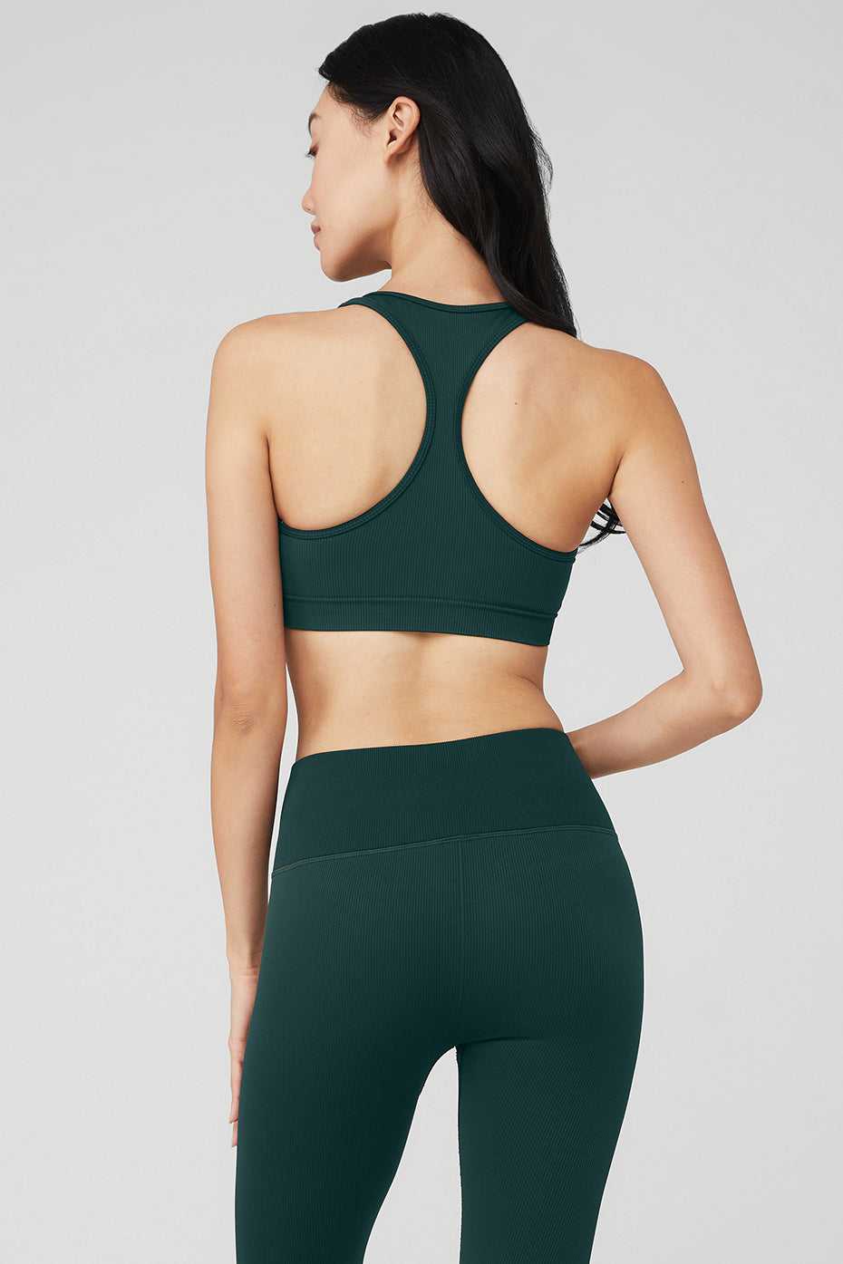 Alo Yoga USA Seamless Ribbed Midnight Green | 2167983-BP