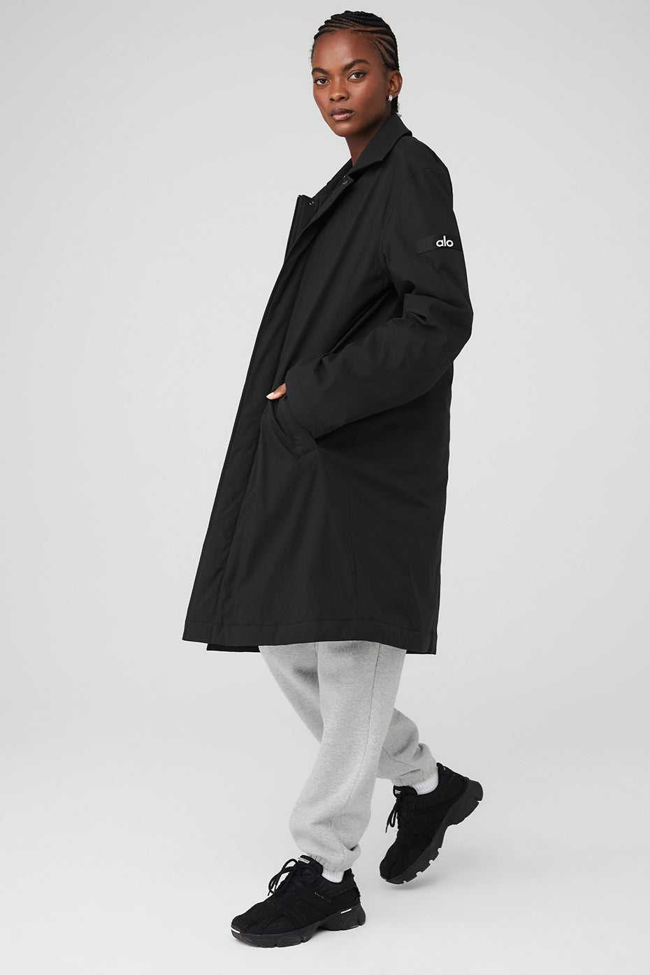 Alo Yoga USA Signature Overcoat Black | 0127365-VP