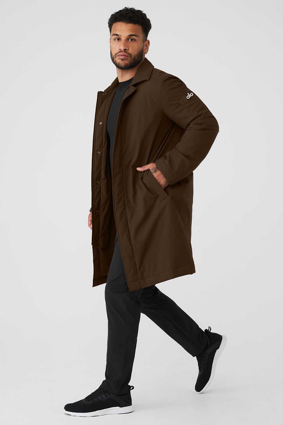 Alo Yoga USA Signature Overcoat Espresso | 9104786-YW