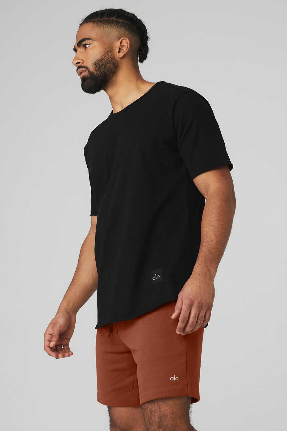 Alo Yoga USA Society Crewneck Tee Black | 4317956-HJ