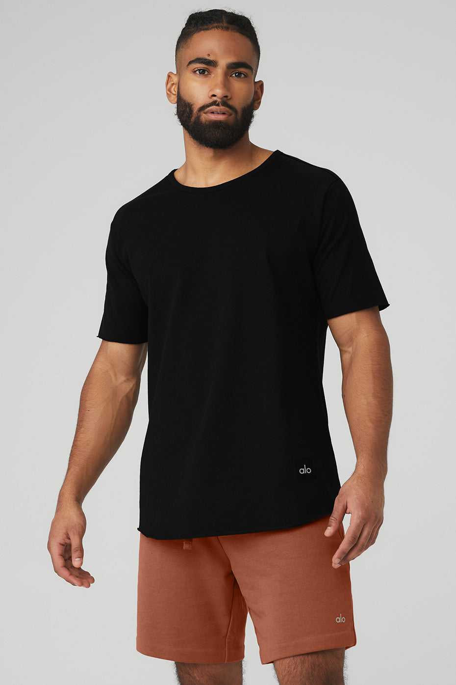 Alo Yoga USA Society Crewneck Tee Black | 4317956-HJ