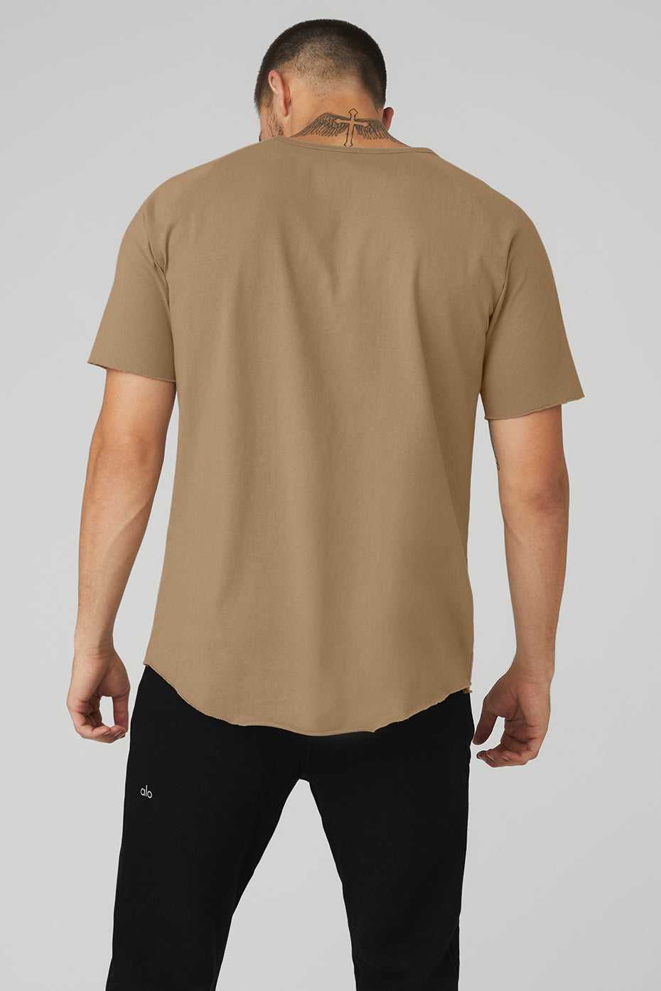 Alo Yoga USA Society Crewneck Tee Gravel | 1840625-IH