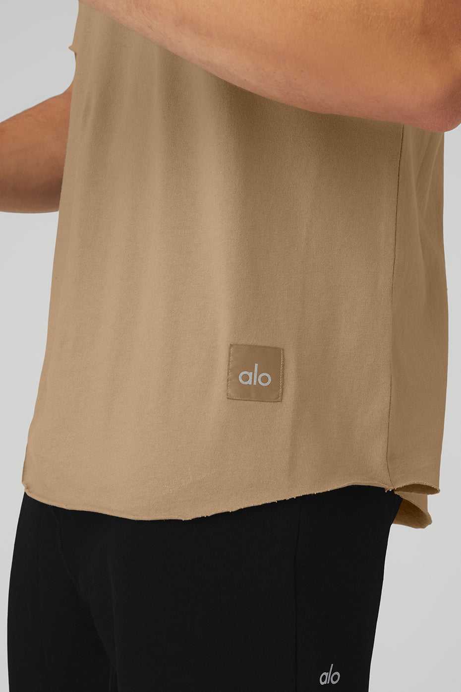 Alo Yoga USA Society Crewneck Tee Gravel | 1840625-IH