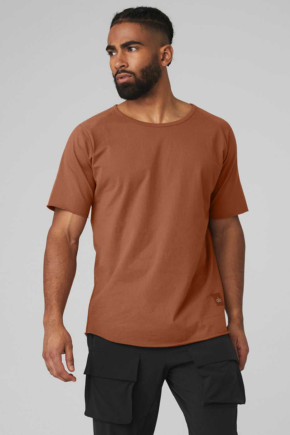 Alo Yoga USA Society Crewneck Tee Rust | 9312875-QJ