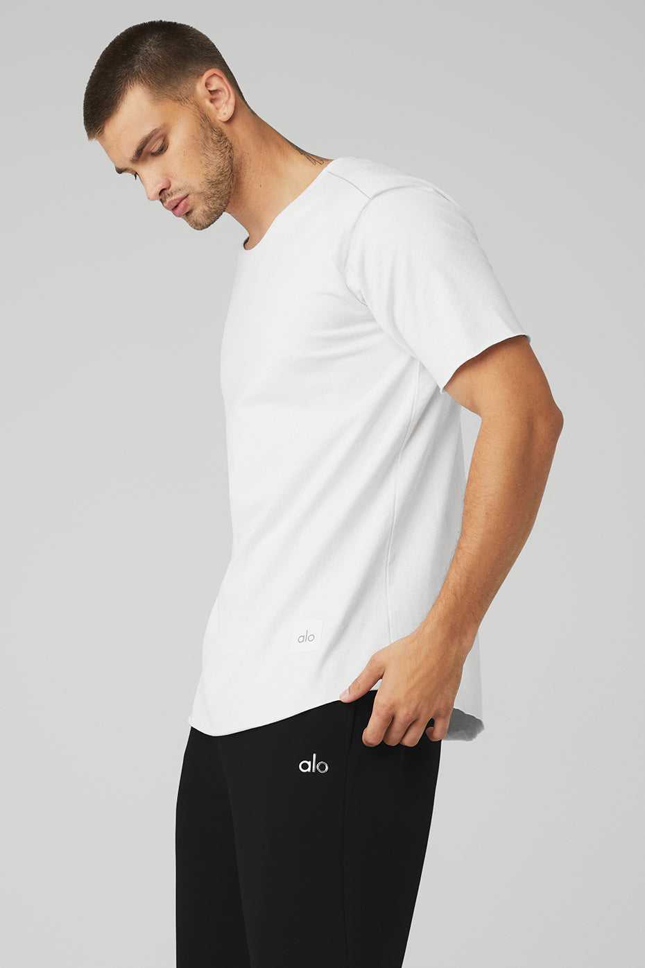 Alo Yoga USA Society Crewneck Tee White | 3620549-NU