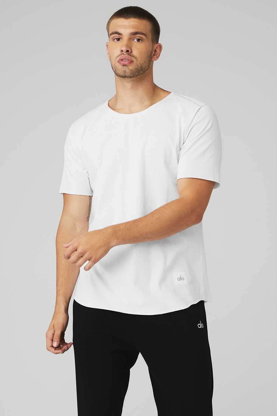 Alo Yoga USA Society Crewneck Tee White | 3620549-NU