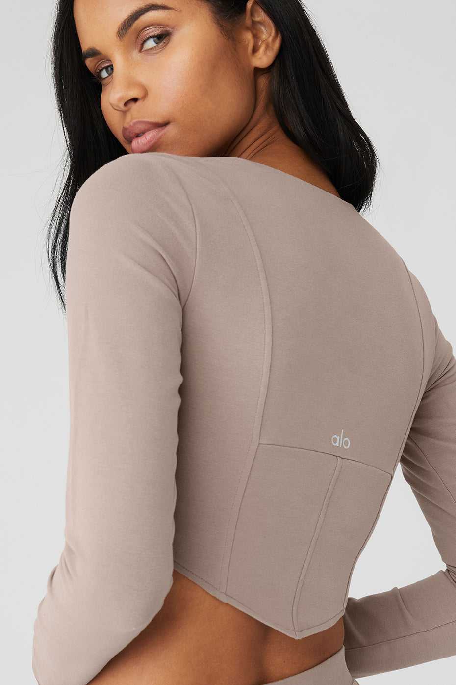 Alo Yoga USA Soft Sculpt Long Sleeve Taupe | 9847026-SO