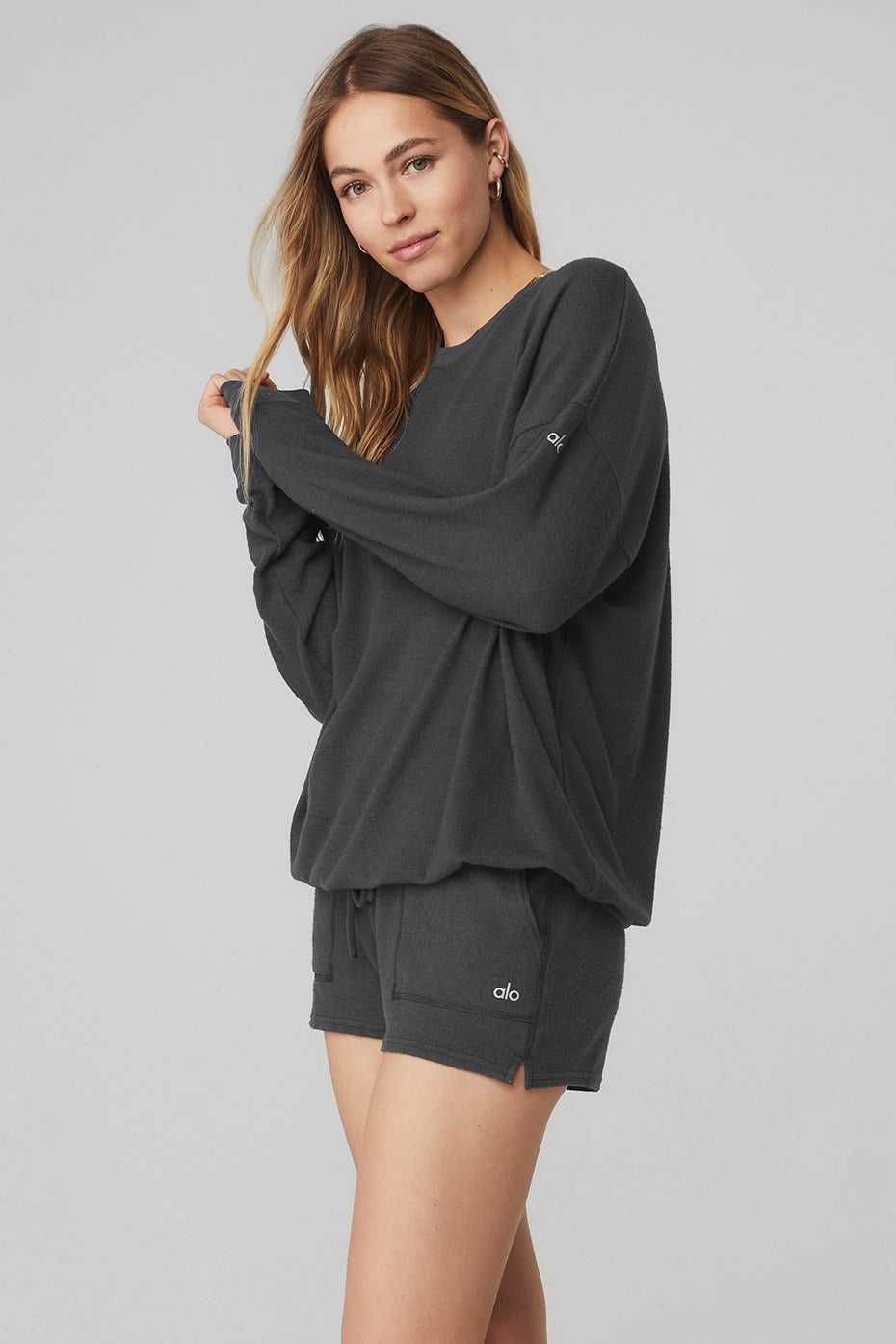 Alo Yoga USA Soho Pullover Anthracite | 0349186-MH