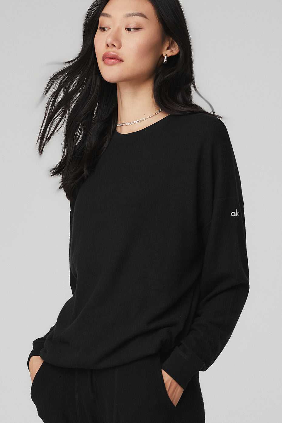 Alo Yoga USA Soho Pullover Black | 9058641-MA