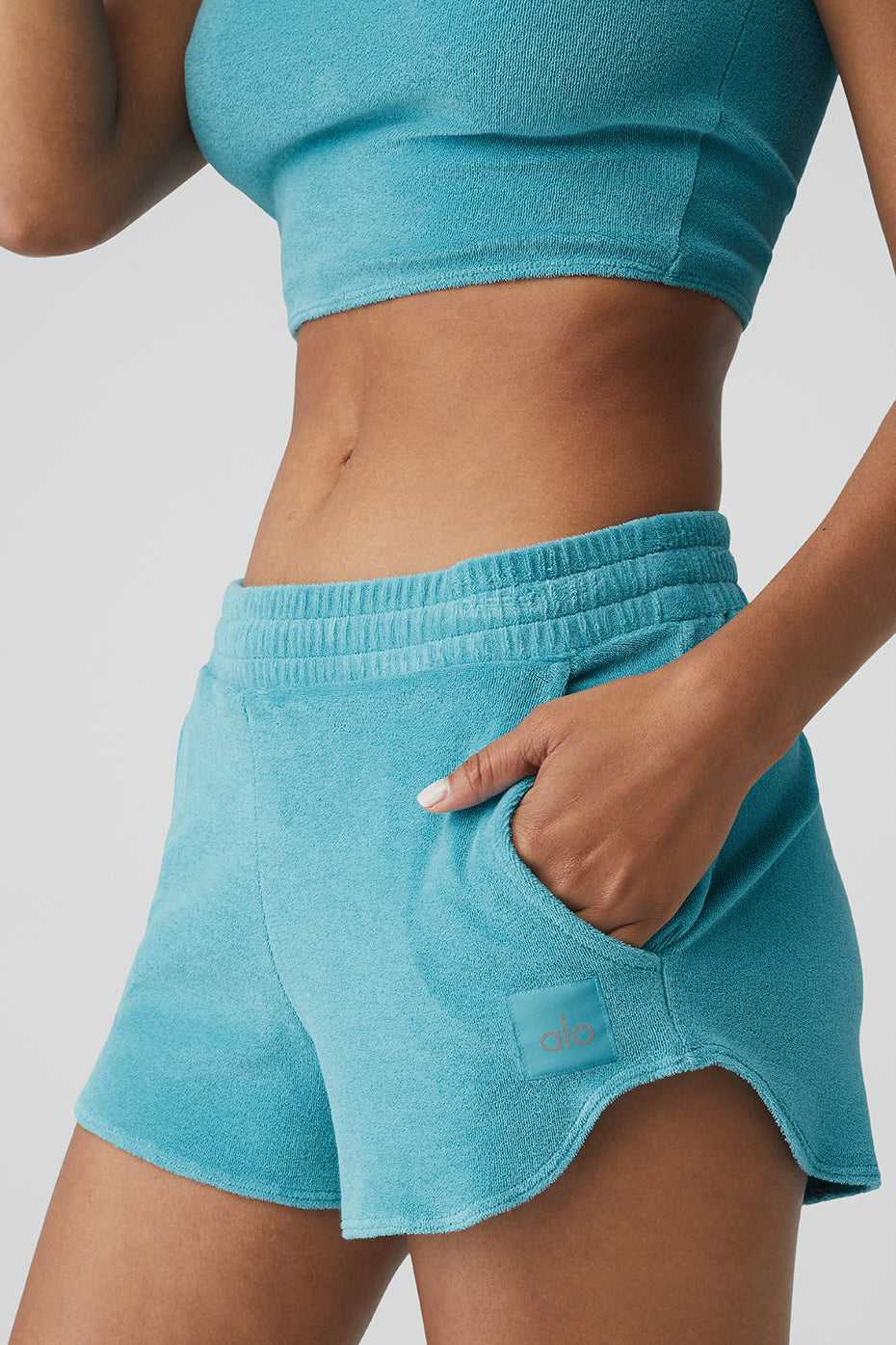 Alo Yoga USA Terry High-Waist Beachside BlueSplash | 3156984-EH