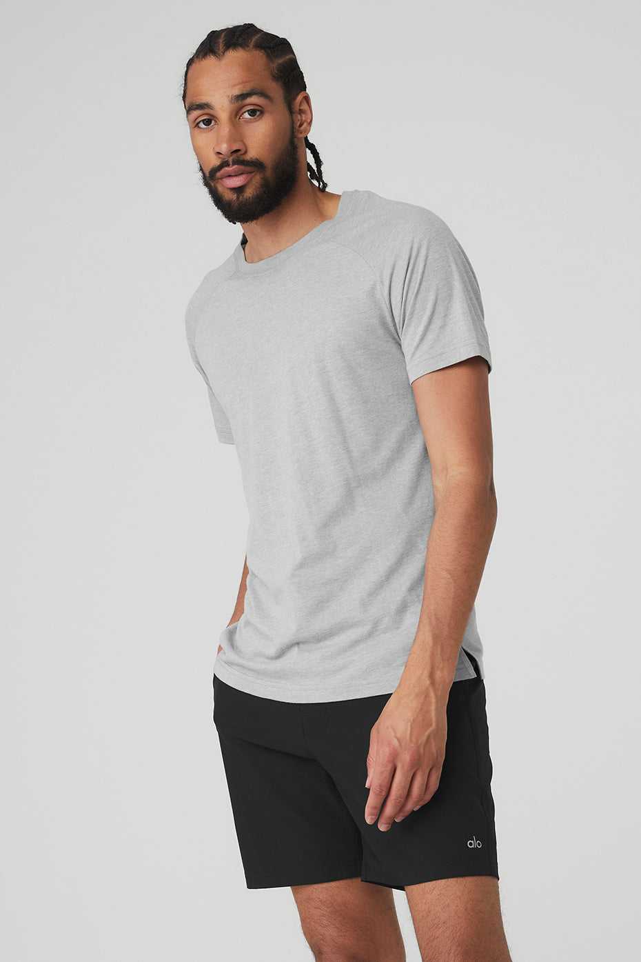 Alo Yoga USA The Triumph Crew Neck Tee Athletic Grey | 7286095-JQ