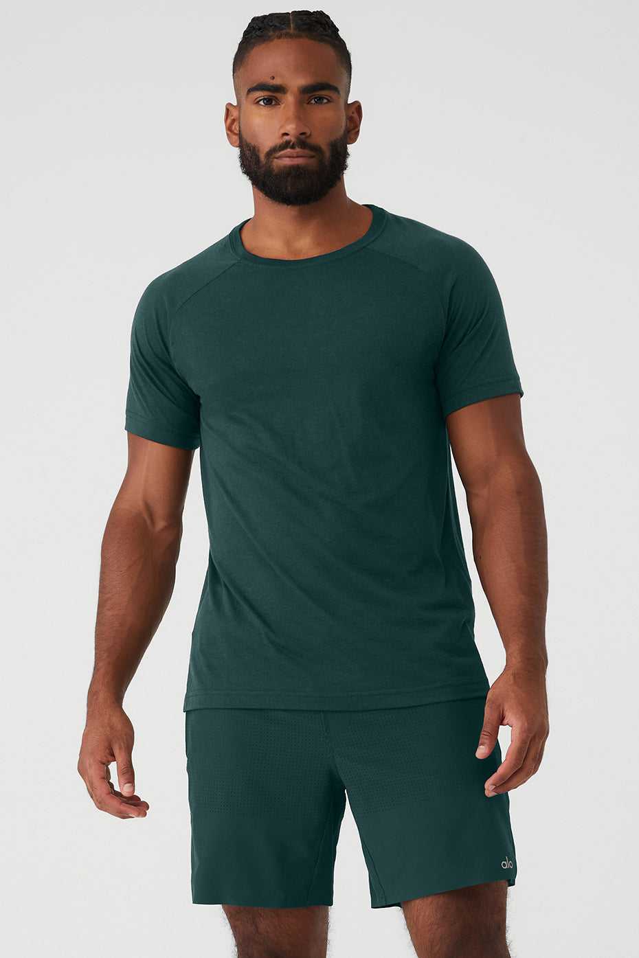 Alo Yoga USA The Triumph Crew Neck Tee Midnight Green | 7519863-SJ