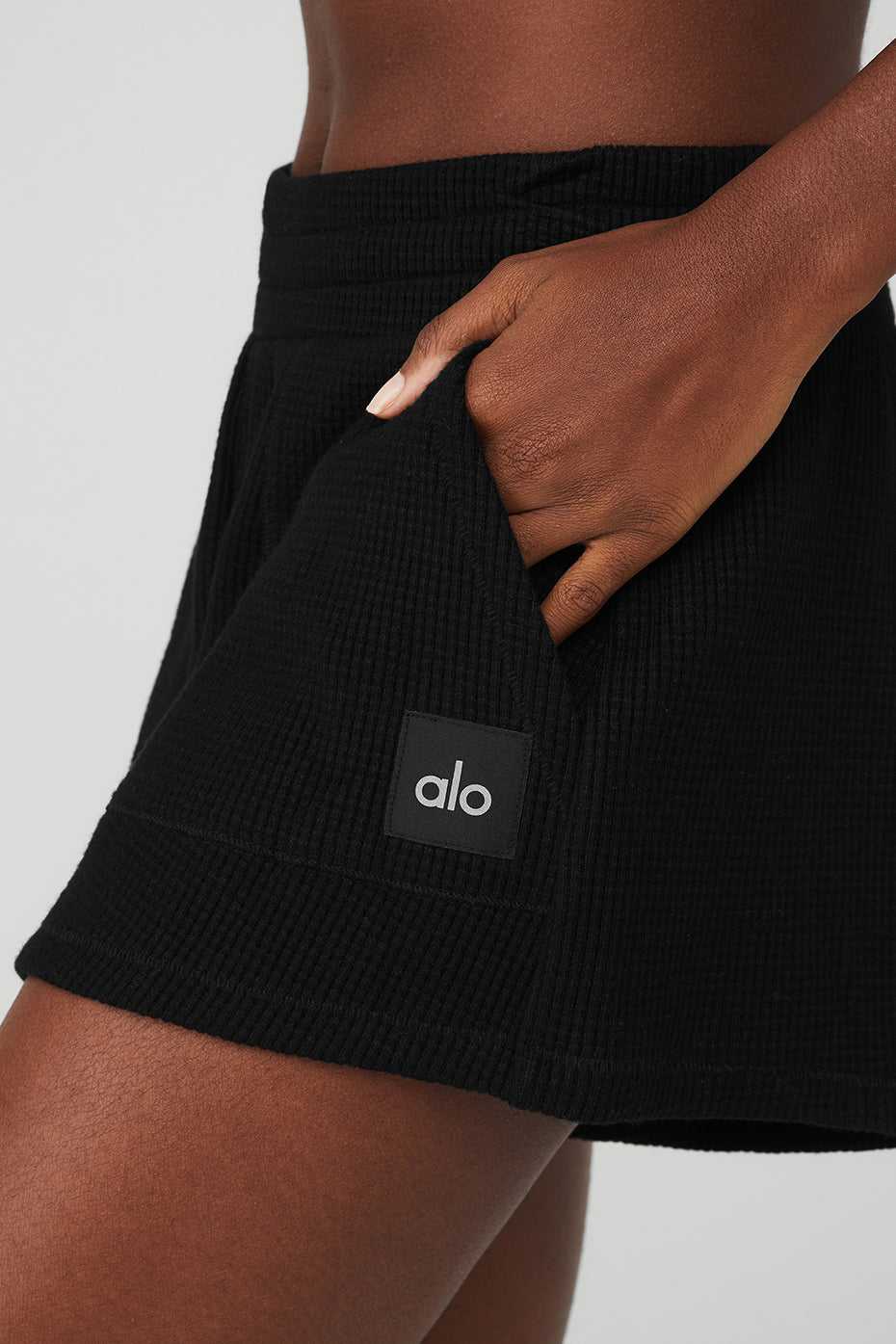 Alo Yoga USA Thermal High-Waist Weekend Escape Black | 9581670-AR