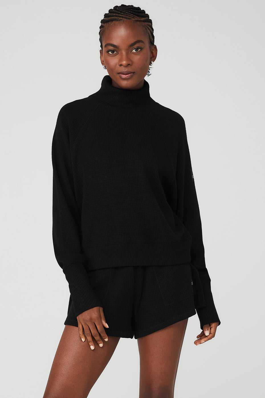 Alo Yoga USA Thermal Weekend Escape Mock Neck Long Sleeve Black | 7295604-HM